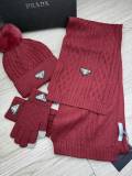 Prada New Couple Fashion Hairball Hat Scarf Glove Set
