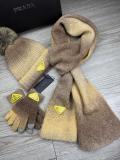 Prada New Couple Fashion Hairball Hat Scarf Glove Set
