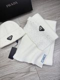 Prada New Couple Fashion Hot Diamond Hat Scarf Set