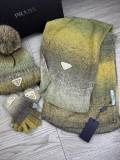 Prada New Couple Fashion Hairball Hat Scarf Glove Set