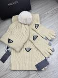 Prada New Couple Fashion Hairball Hat Scarf Glove Set