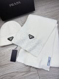 Prada New Couple Fashion Hot Diamond Hat Scarf Set