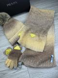Prada New Couple Fashion Hairball Hat Scarf Glove Set