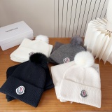 Moncler New Classic Versatile Flanged Wool Knitted Wool Hat Scarf Set