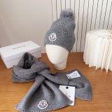 Moncler New Classic Versatile Flanged Wool Knitted Wool Hat Scarf Set