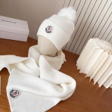 Moncler New Classic Versatile Flanged Wool Knitted Wool Hat Scarf Set