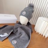 Moncler New Classic Versatile Flanged Wool Knitted Wool Hat Scarf Set