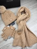 Prada New Couple Fashion Hairball Hat Scarf Glove Set