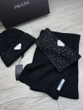Prada New Couple Fashion Hot Diamond Hat Scarf Set