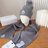 Moncler New Classic Versatile Flanged Wool Knitted Wool Hat Scarf Set