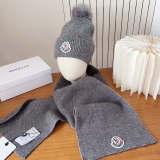 Moncler New Classic Versatile Flanged Wool Knitted Wool Hat Scarf Set