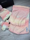 Prada New Couple Fashion Hairball Hat Scarf Glove Set