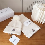 Moncler New Classic Versatile Flanged Wool Knitted Wool Hat Scarf Set