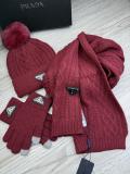 Prada New Couple Fashion Hairball Hat Scarf Glove Set