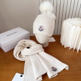 Moncler New Classic Versatile Flanged Wool Knitted Wool Hat Scarf Set