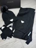 Prada New Couple Fashion Hairball Hat Scarf Glove Set
