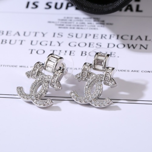 Chanel New Fashion Diamond Studded Double C Earrings