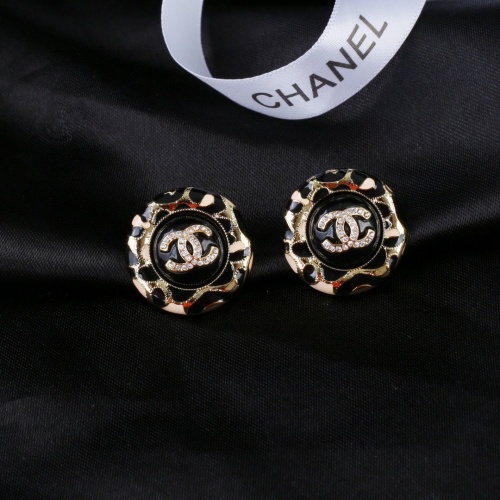 Chanel New Fashion Diamond Studded Double C Enamel Earrings