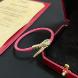 Cartier New Unisex Fashion Diamond Inlaid Snakehead Leather Rope Bracelet