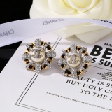 Chanel New Fashion Diamond studded Double C Sheepskin Earrings