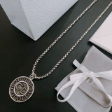 Dior New Couple Fashion Logo Pendant Punk Retro Silver Necklace 60cm