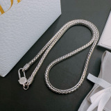 Dior New Couple Fashion Punk Retro Silver Necklace 60cm