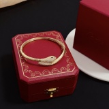 Cartier New Couple Fashion Diamond Inlaid Snakehead Bracelet