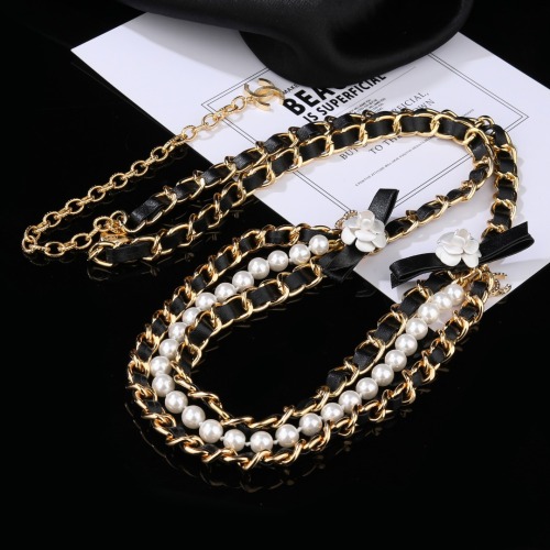 Chanel Fashion Camellia Pearl Sheepskin Waist Chain