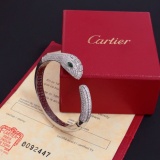 Cartier New Couple Fashion Diamond Inlaid Snakehead Bracelet