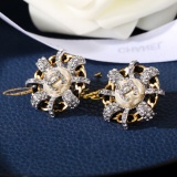 Chanel New Fashion Diamond studded Double C Sheepskin Earrings