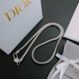 Dior New Couple Fashion Punk Retro Silver Necklace 60cm