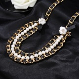 Chanel Fashion Camellia Pearl Sheepskin Waist Chain