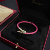 Cartier New Unisex Fashion Diamond Inlaid Snakehead Leather Rope Bracelet