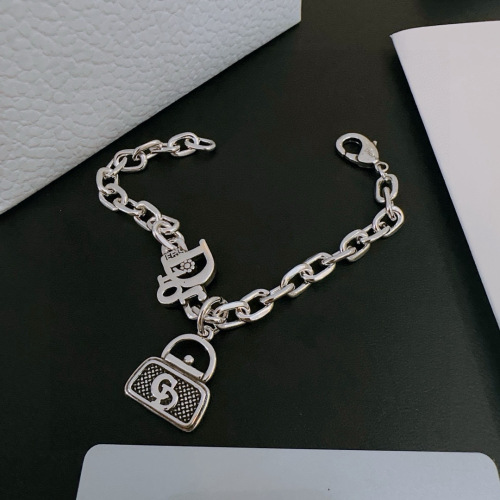 Dior New Couple Fashion Punk Retro Silver Bracelet