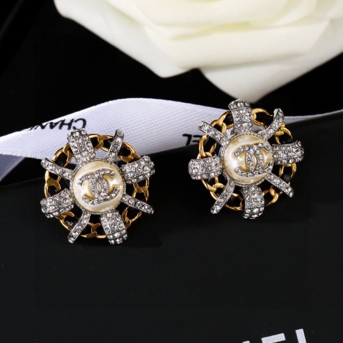 Chanel New Fashion Diamond studded Double C Sheepskin Earrings