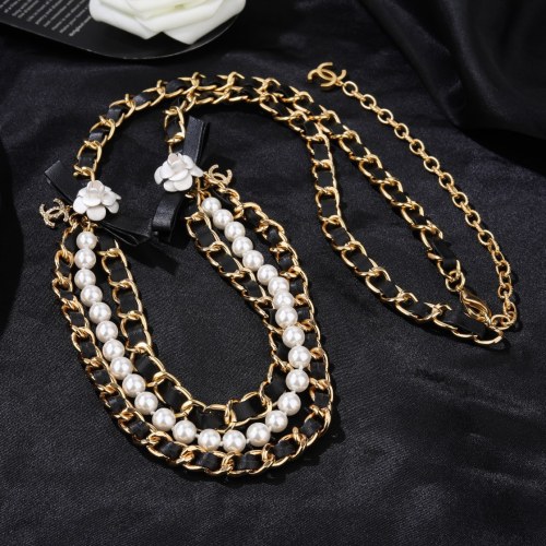 Chanel Fashion Camellia Pearl Sheepskin Waist Chain