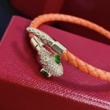 Cartier New Unisex Fashion Diamond Inlaid Snakehead Leather Rope Bracelet