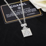 Chanel New Fashion Diamond perfume Bottle Pendant Double C Necklace