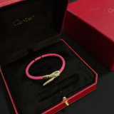 Cartier New Unisex Fashion Diamond Inlaid Snakehead Leather Rope Bracelet