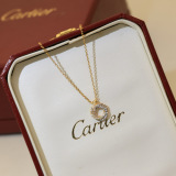 Cartier Fashion White Diamond Three Ring Necklace 45 CM