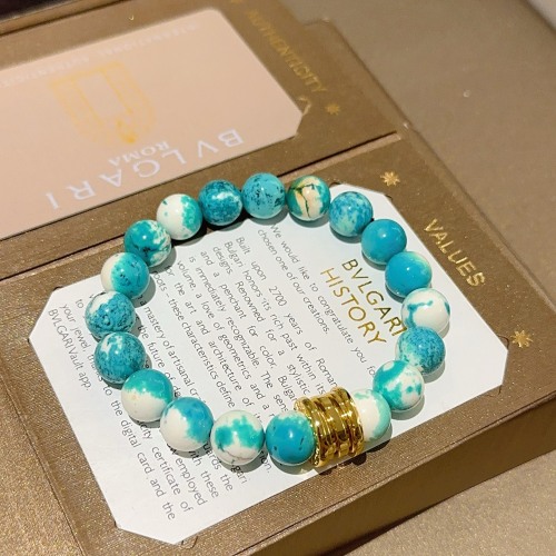 Bvlgari Couple Classic Small Waist Natural Snake Skin Stone Bracelet