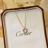 Cartier Fashion White Diamond Three Ring Necklace 45 CM