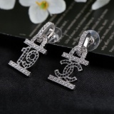 Chanel Fashion Personality Asymmetric Full Diamond Earrings