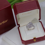 Cartier Fashion Double Leopard Head Full Diamond Ring