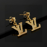 Louis Vuitton Fashion Versatile Diamond Logo Letter Earstuds
