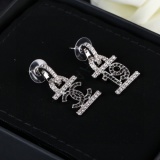 Chanel Fashion Personality Asymmetric Full Diamond Earrings