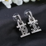 Chanel Fashion Personality Asymmetric Full Diamond Earrings