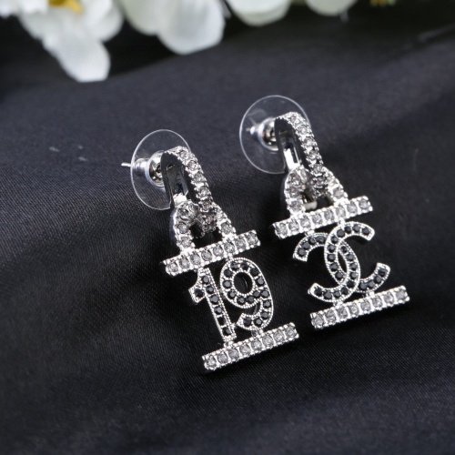 Chanel Fashion Personality Asymmetric Full Diamond Earrings