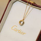 Cartier Fashion White Diamond Three Ring Necklace 45 CM