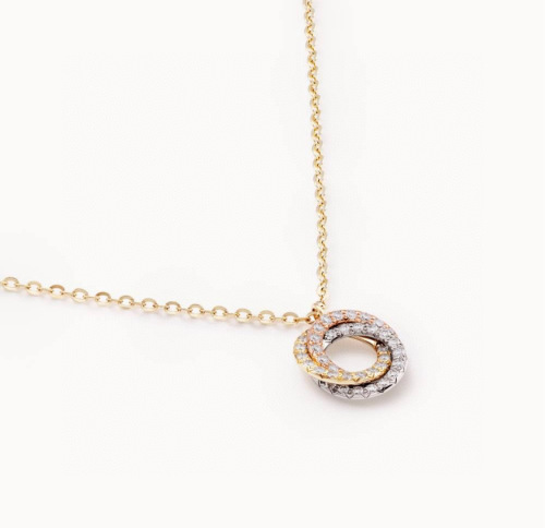 Cartier Fashion White Diamond Three Ring Necklace 45 CM